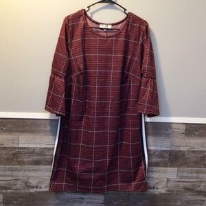 Red black 3/4 Sleeve 1x Ladies Dress (0005)